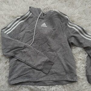 Adidas Heather Gray Hoodie with White Accents
